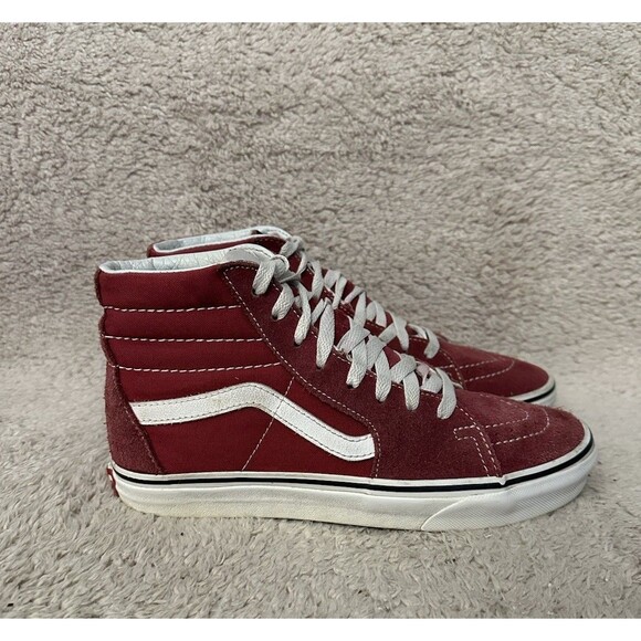 Vans Old Skool SK8-HiSkate Shoes Sneakers Canvas Suede Red White Women's Size 8 - Picture 1 of 9